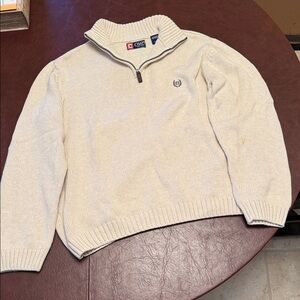 Chaps Off-White Zip-Up Sweater for Men